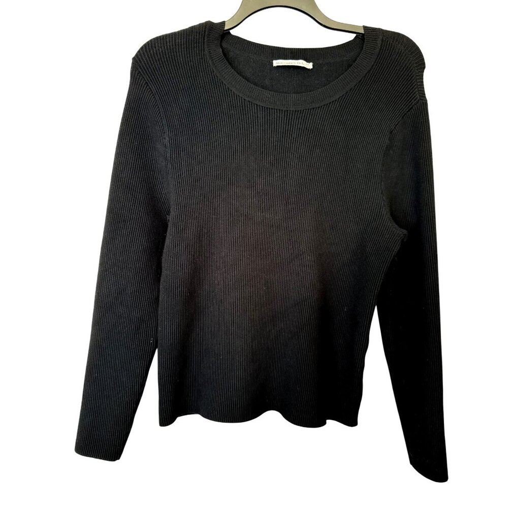 Abercrombie & Fitch Women’s XXL Black Ribbed Long Sleeve Knit Top Goth Y2K